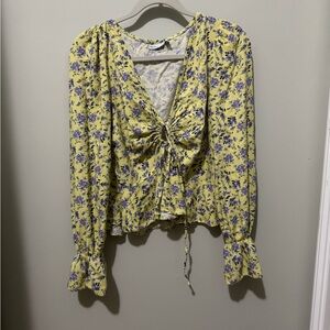 ASOS Floral Yellow and Purple Women's Top